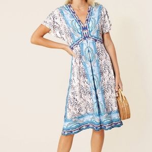 NWT Hale Bob January Dress | Boho | Aztec Print | Medium | V-neck Drop Sleeve